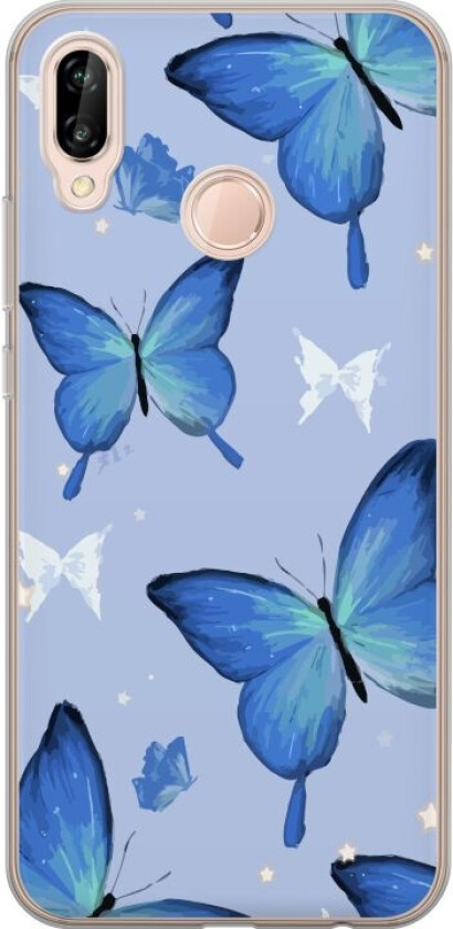 Mobildeksel til Huawei P20 lite med Blå sommerfugler motiv