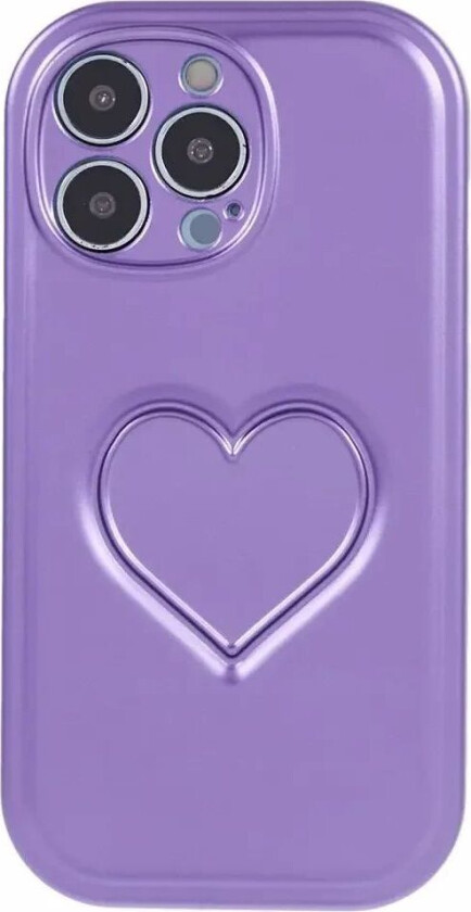 iPhone 15 Pro Fleksibelt Plastdeksel med Hjerte - Lilla