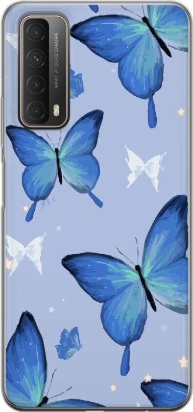 Mobildeksel til Huawei P smart 2021 med Blå sommerfugler motiv