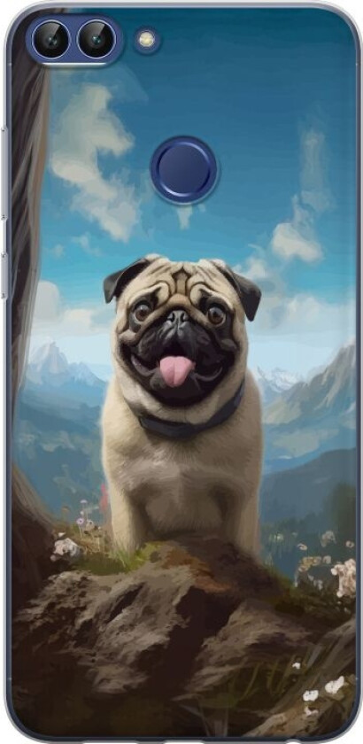 Mobildeksel til Huawei P smart med Glad Hund motiv