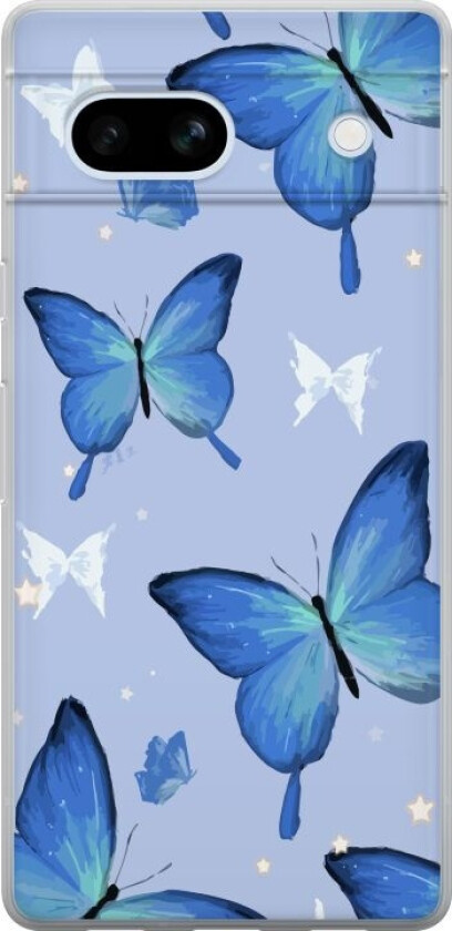 Mobildeksel til Google Pixel 7a med Blå sommerfugler motiv