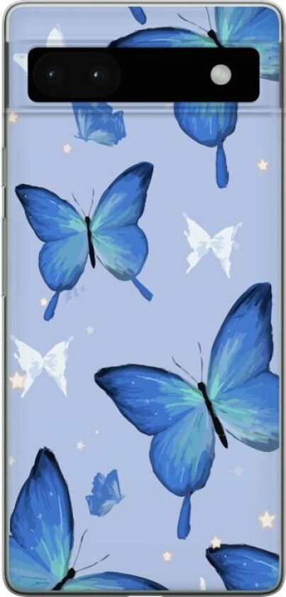Mobildeksel til Google Pixel 6a med Blå sommerfugler motiv
