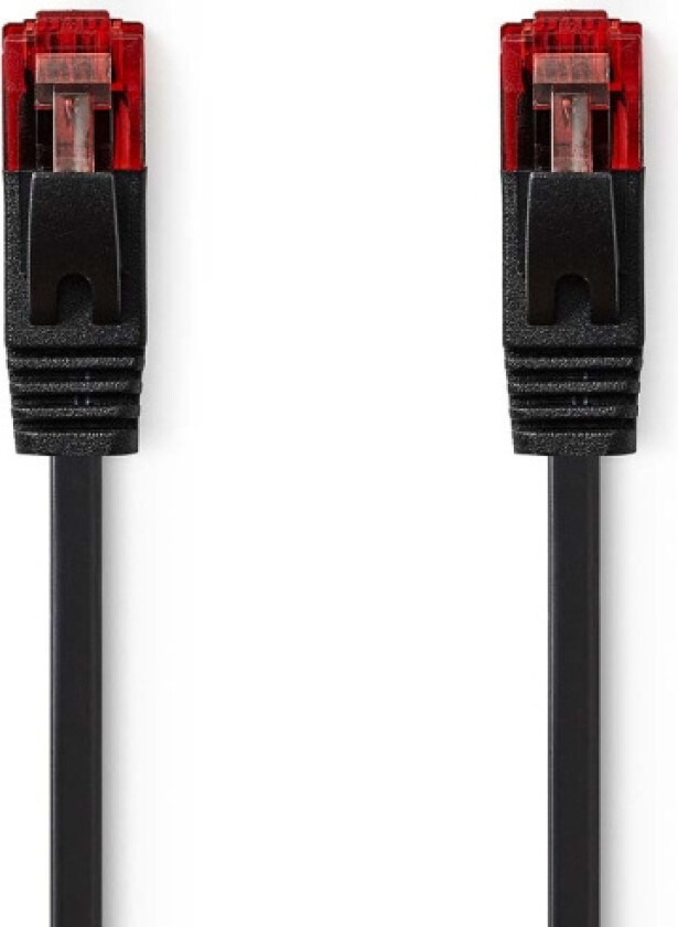 CAT6 Nettverkskabel | RJ45 Han | RJ45 Han | U/UTP | 2.00 m | Snagless | Flatt | PVC | Sort | Label