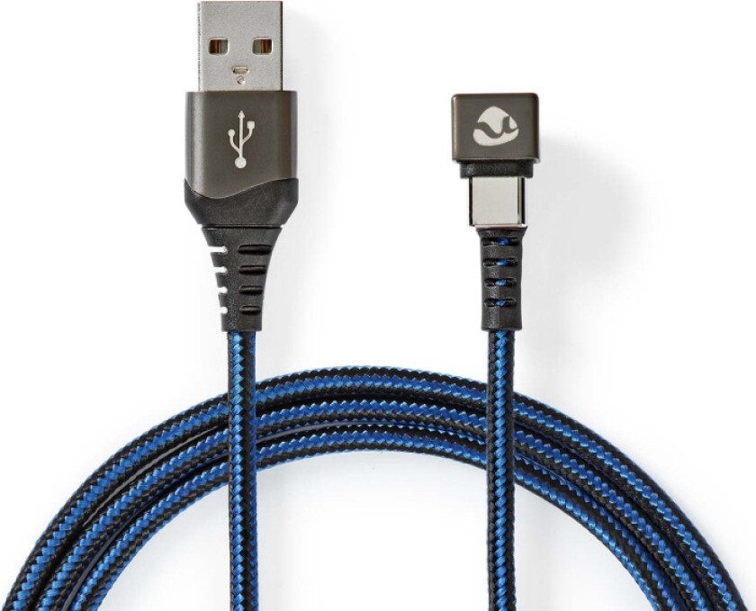 USB-kabel | USB 2.0 | USB-A Han | USB-C™ Hann | 480 Mbps | Gull belagt | 1.00 m | Rund | Flettet / Nylon | Blå / Sort | De