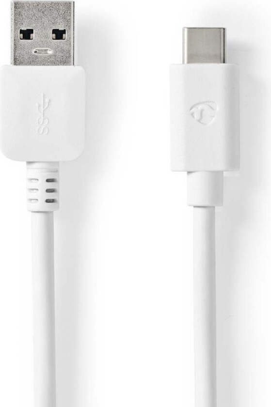 USB-kabel | USB 3.2 Gen 1 | USB-A Han | USB-C™ Hann | 60 W | 5 Gbps | Nikkel belagt | 1.00 m | Rund | PVC | Hvit | Boks