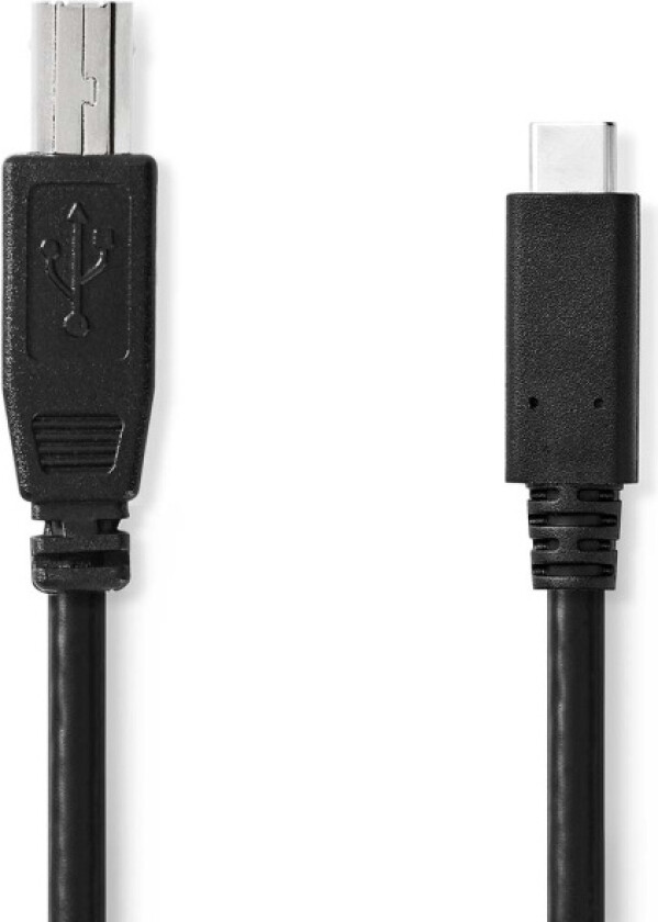 USB-kabel | USB 2.0 | USB-C™ Hann | USB-B Han | 480 Mbps | Nikkel belagt | 1.00 m | Rund | PVC | Sort | Label
