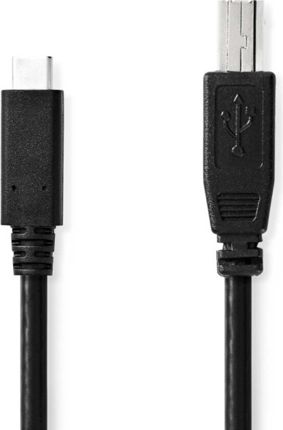 USB-kabel | USB 2.0 | USB-C™ Hann | USB-B Han | 480 Mbps | Nikkel belagt | 2.00 m | Rund | PVC | Sort | Boks