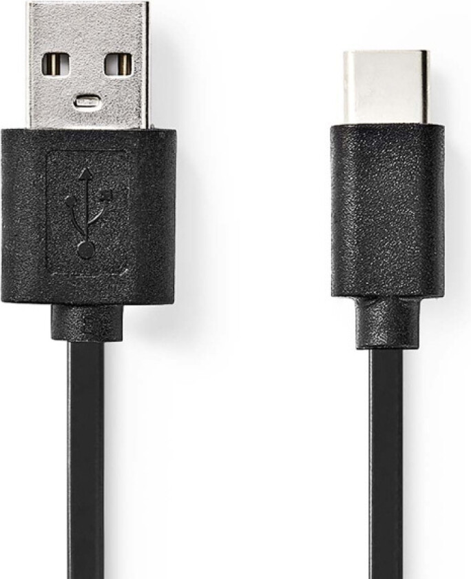 USB-kabel | USB 2.0 | USB-A Han | USB-C™ Hann | 15 W | 480 Mbps | Nikkel belagt | 0.10 m | Rund | PVC | Sort | Blister
