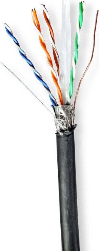 Bilde av Nettverkskabelen Roll | CAT6 | Fast | S/FTP | Kobber | 100.0 m | Utendørs | Rund | PE | Sort | Gaveeske