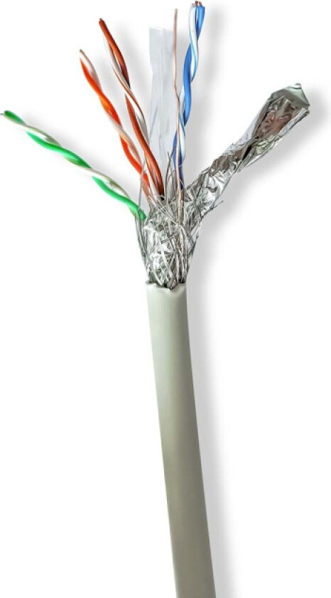 Nettverkskabelen Roll | CAT6 | Strandet | S/FTP | Bare kobber | 100.0 m | Innendørs | Rund | LSZH | Grå | Gaveeske
