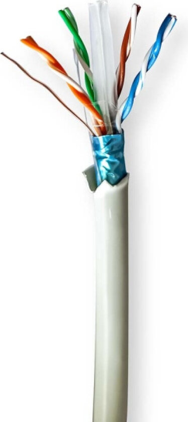 Nettverkskabelen Roll | CAT6 | Fast | F/UTP | Bare kobber | 100.0 m | Innendørs | Rund | LSZH | Grå | Gaveeske
