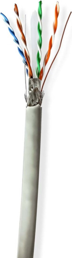 Nettverkskabelen Roll | CAT6 | Fast | S/FTP | CCA | 100.0 m | Innendørs | Rund | PVC | Grå | Gaveeske