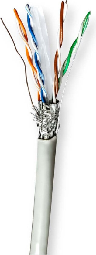 Nettverkskabelen Roll | CAT6 | Strandet | S/FTP | CCA | 100.0 m | Innendørs | Rund | PVC | Grå | Gaveeske