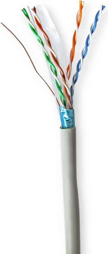 Nettverkskabelen Roll | CAT6 | Fast | F/UTP | CCA | 50.0 m | Innendørs | Rund | PVC | Grå | Gaveeske