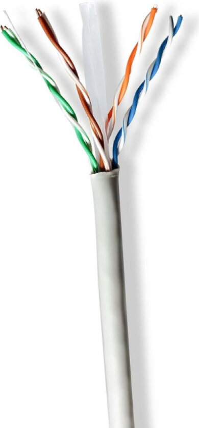 Nettverkskabelen Roll | CAT6 | Fast | U/UTP | CCA | 305.0 m | Innendørs | Rund | PVC | Grå | Trekkboks