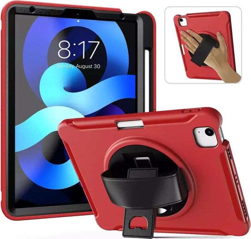 iPad Air (2022/2020) Håndværker Deksel m. Håndholder & Apple Pencil Holder - Rød