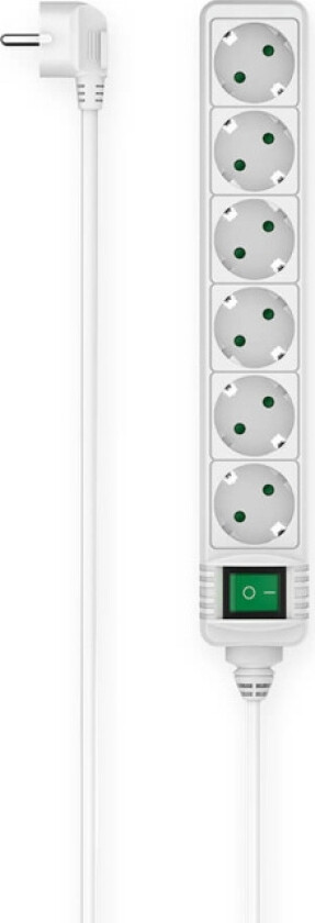 Bilde av Strømuttak 6-veis Bryter Hvit 3.0m