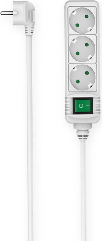 Strømuttak 3-veis Bryter Hvit 1.4m