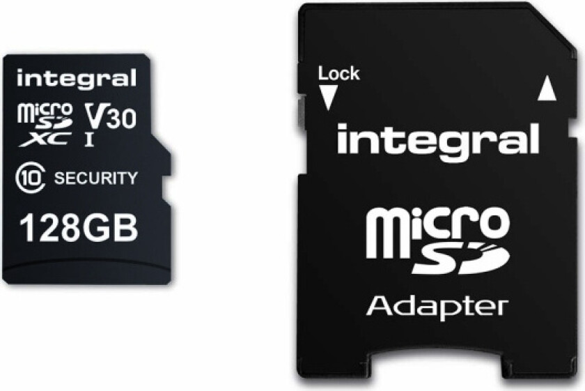 128 GB sikkerhet kamera microSD-kort for dashbordkameraer, hjemmekameraer, CCTV, kroppskameraer og droner