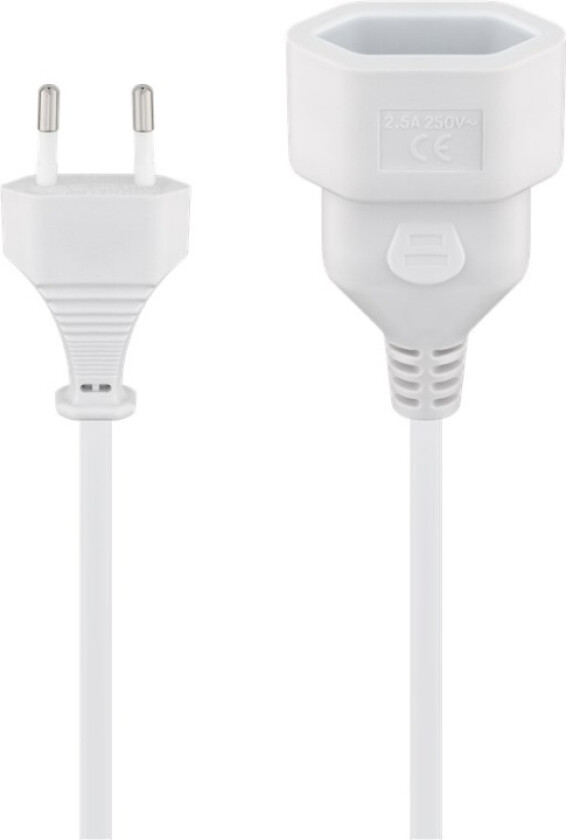 Förlängningskabel Europlug, 3 m, vit Europlug