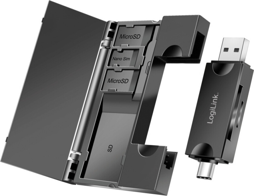 Bilde av Minneskortsläsare USB-C + USB-A MicroSD - och SD-kort inkl. förvaring