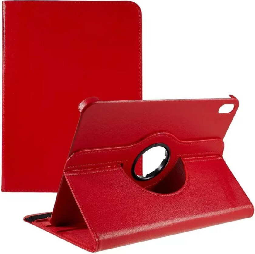 iPad 10.9" (2022) Klassisk Skinn Deksel m. 360⁰ Stativfunksjon - Rød