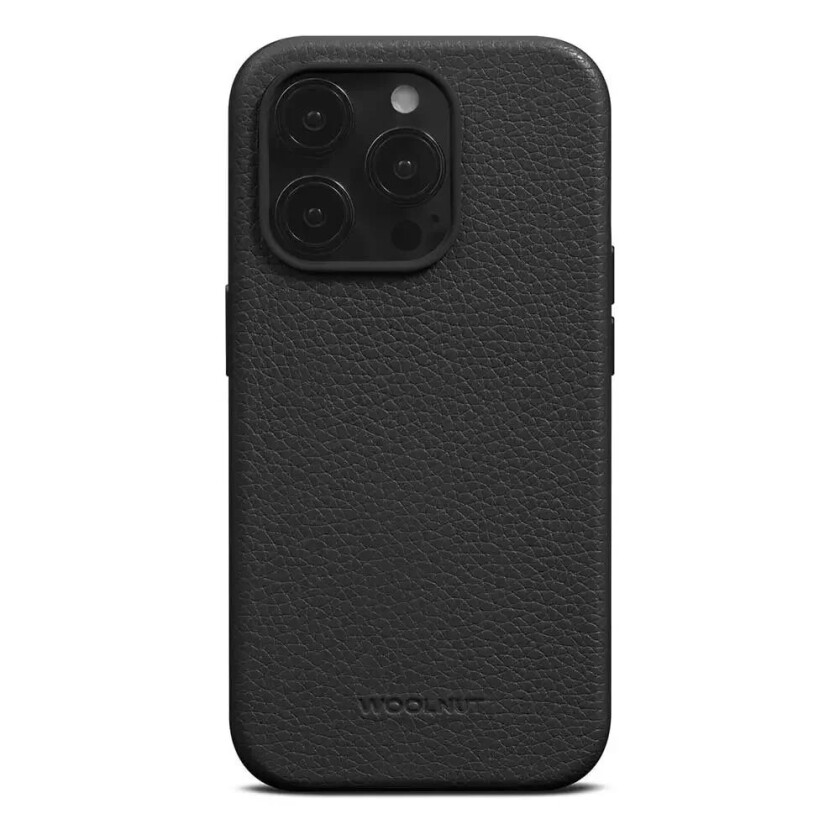 WOOLNUT iPhone 15 Pro WOOLNUT Ekte Skinn Deksel - MagSafe Kompatibel - Svart