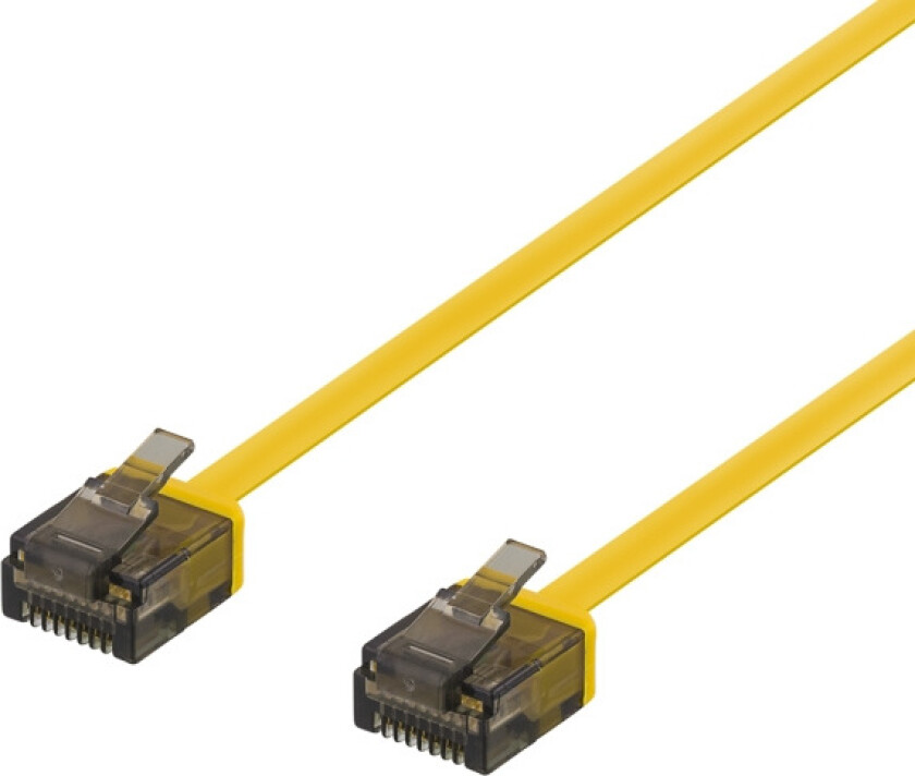 U/UTP Cat6a patch cable, flat, 1m, 1mm thick, yellow