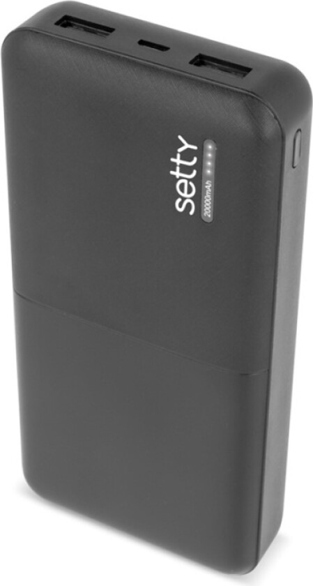 powerbank med 20 000mAh & dubbla USB-portar, svart