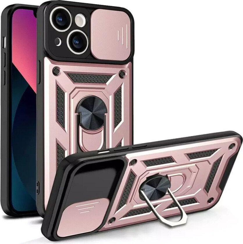 iPhone 13 Bakdeksel med Magnetisk Kickstand Og Cam Slider - Rose Gold