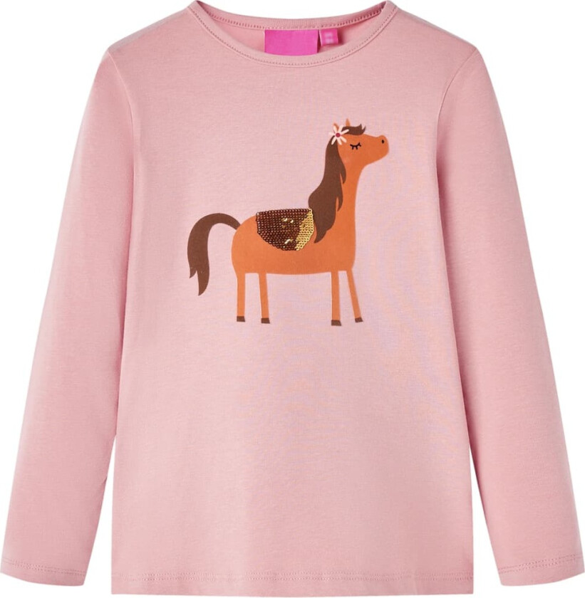 T-skjorte for barn med lange ermer lyserosa 92