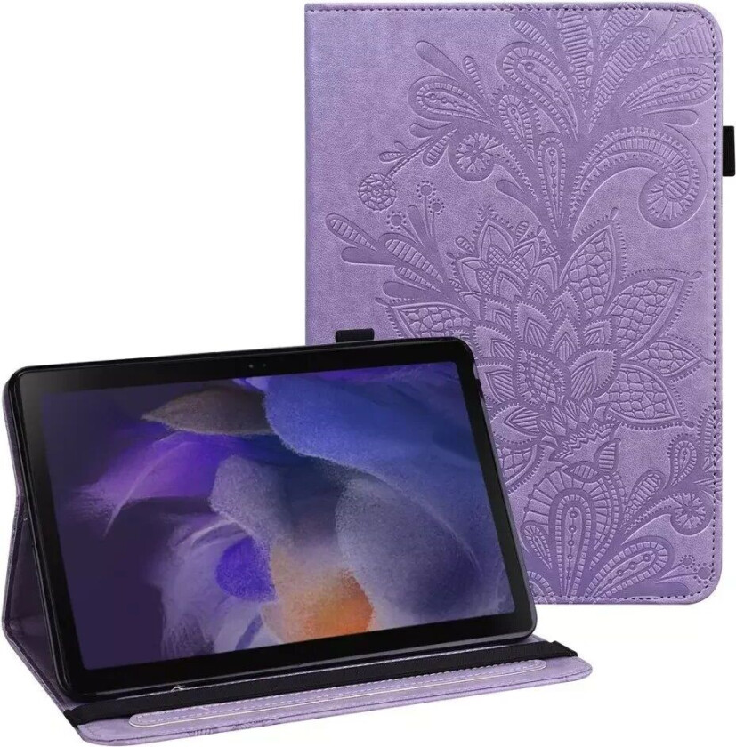 Samsung Galaxy Tab A8 10.5" (2021) - Flip Deksel med Veske - Blomsterprint - Lilla