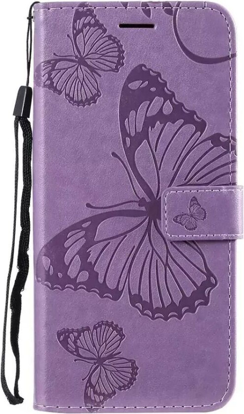 Samsung Galaxy A20s Skinndeksel med Lommebok Sommerfugl - Lilla