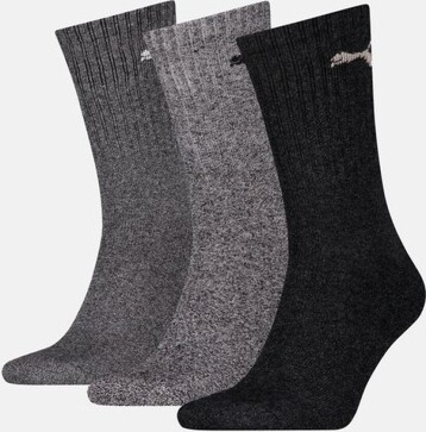 Crew Sock 3p, Anthracite / Grey, 35-38,  Bomullssokker