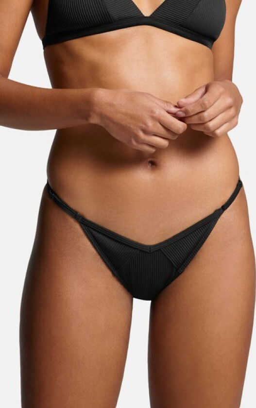 Swim Women Ribbed Tanga 1, Black Combo, Xl, Bikinis
