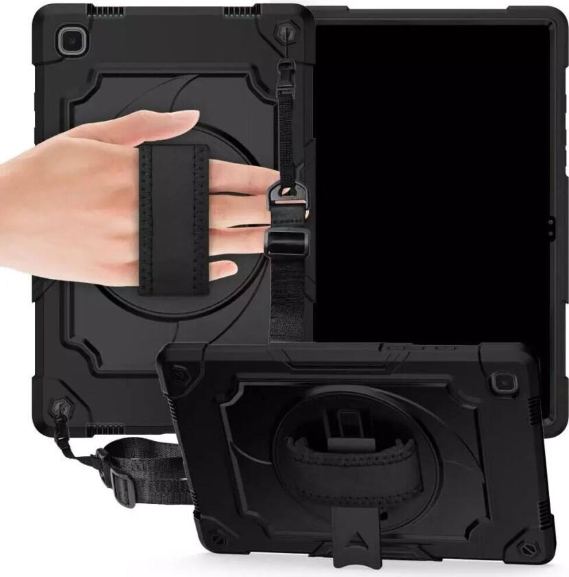 Samsung Galaxy Tab A7 10.4" (2022 - 2020) Håndverker Deksel m. Håndholder & Skulderstropp - Sort