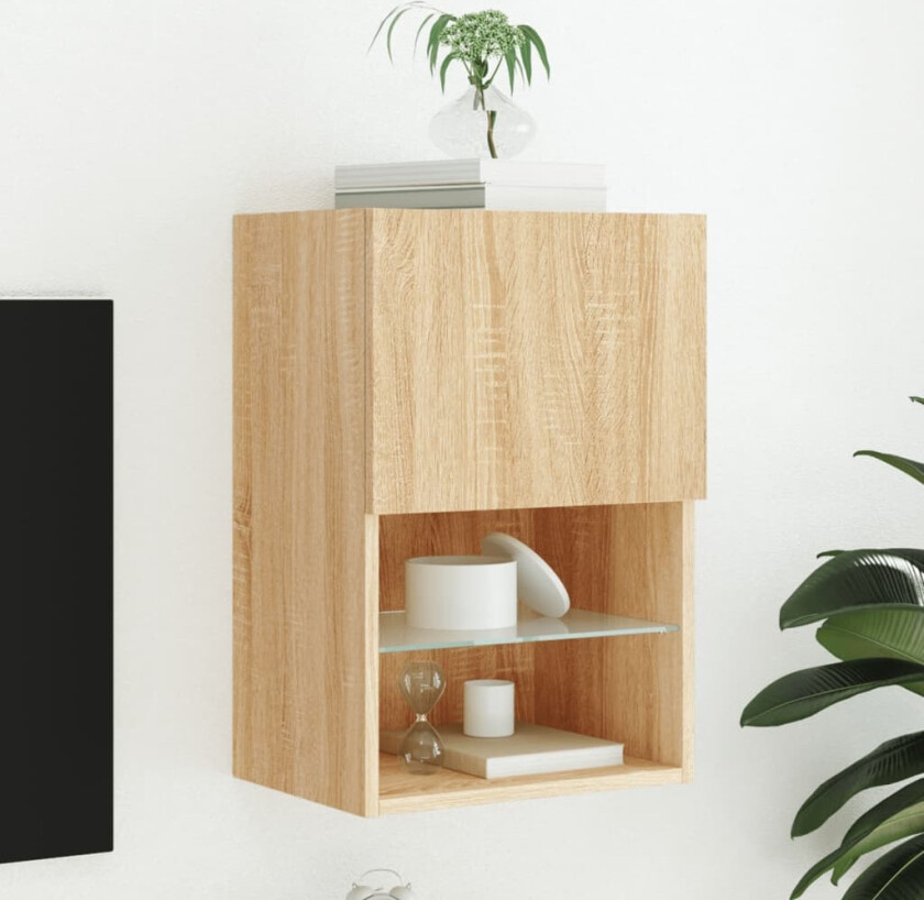 TV-benk med LED-lys sonoma eik 40,5x30x60 cm