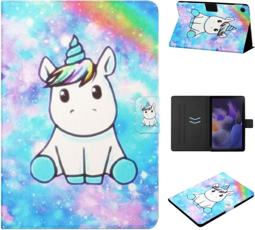 Samsung Galaxy Tab A9 Kunstskinn Deksel m. Stativfunksjoner & Kortholder - Enhjørning