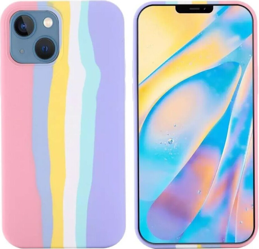 iPhone 15 Plus Silikon Deksel - Rosa Regnbue
