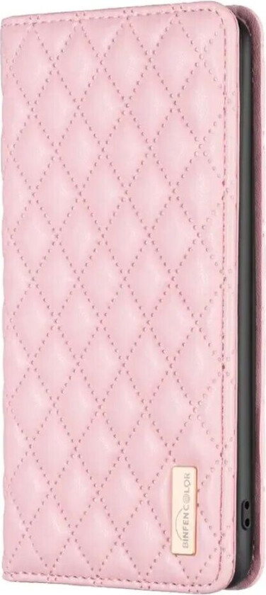 Samsung Galaxy A55 Mykt Skinn Deksel med Kortholdere og Stativfunksjon - Rosa