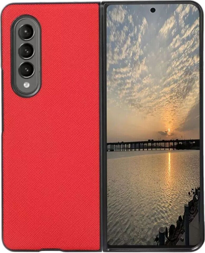 Samsung Galaxy Z Fold4 (5G) Elegant Bakdeksel i Kunstskinn - Rød