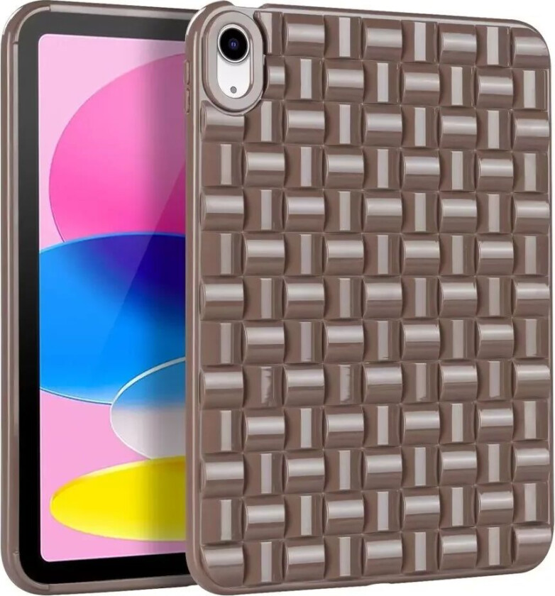 iPad 10.9" (2022) Fleksibelt Plast Deksel - Flettdesign - Brun