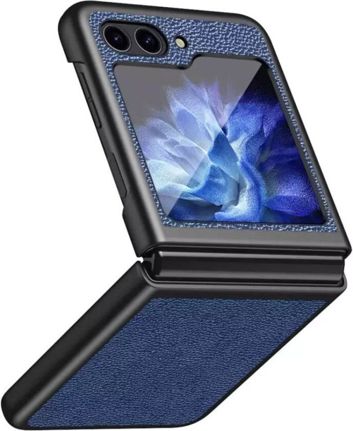 Samsung Galaxy Z Flip5 5G Litchi Kunstskinn Deksel - Blå