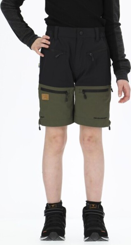Lofoten Stretch Shorts Jr, Black/Olive, 170,  Turshorts