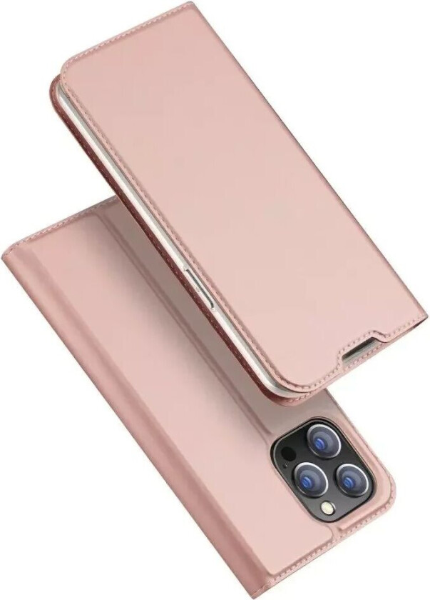 iPhone 14 Pro Max PU Skinn Pro Series Tynt Lommebokdeksel - Rose Gold