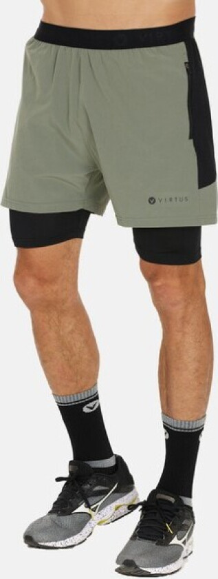 Dylan M 2-In-1 Stretch Shorts, Smoked Sage, 3xl, Løpeshorts