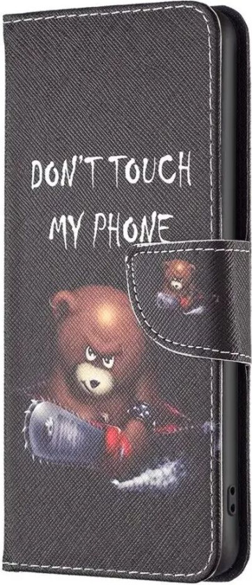 Samsung Galaxy S24 Ultra Flip Deksel i Skinn med Lommebok og Trykk - "Don't Touch my Phone" Bjørn