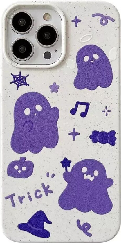 iPhone 14 Pro Fleksibelt Plast Deksel m. Motiv - Lilla Spøkelser
