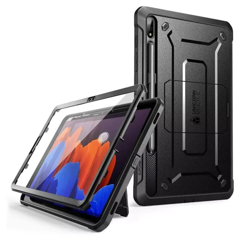 SUPCASE Samsung Galaxy Tab S8 Plus / Tab S7 Plus 12.4'' Håndverker Deksel - Supcase Unicorn Beetle Pro Deksel m. Beskyttelsesfilm - Sort