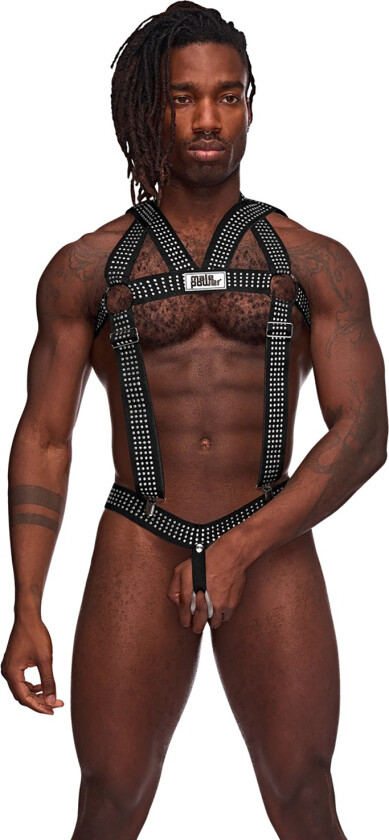 Elastisk Seletøy med Nagler og Penisring - Svart - One Size